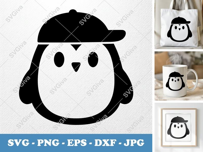 Owl in a Cap SVG | Puffy Soft Forms Cut File | Inflated Pillow-Soft Design | PNG DXF EPS for Cricut Silhouette