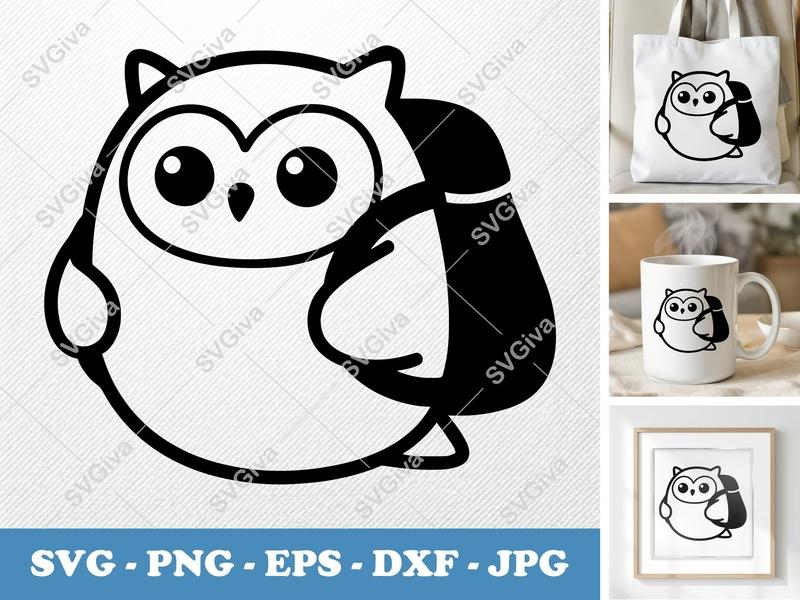 Owl SVG Vector, Cute Owl, Modern Clean Design, PNG EPS DXF, Cricut Silhouette Cut File, Digital Download