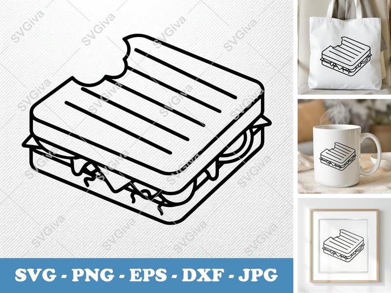 Panini Partially Eaten SVG | Minimalist Character Cut File | Bold Contour PNG DXF EPS for Cricut & Silhouette