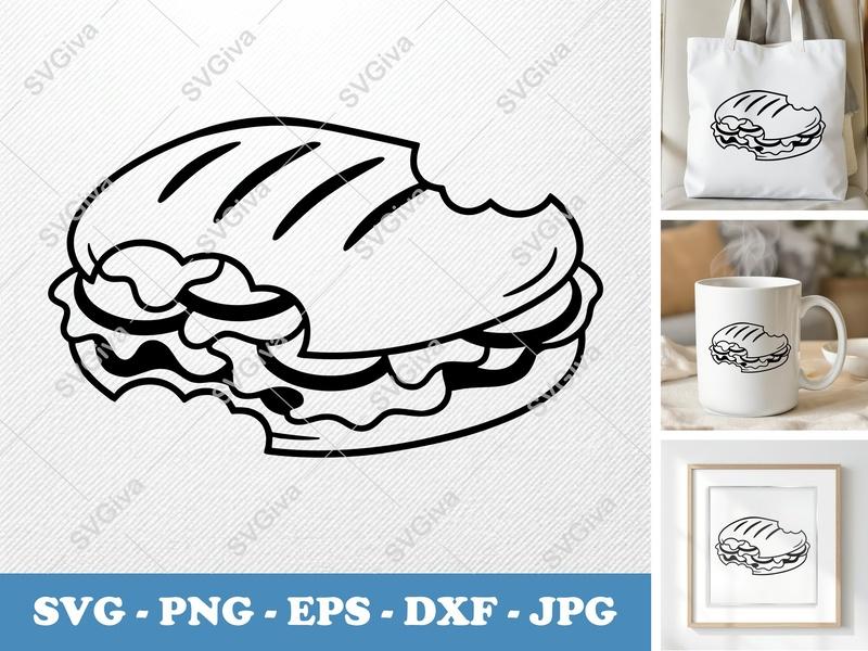 Panini Partially Eaten SVG | Puffy Soft Shapes | SVG, PNG, DXF, EPS Files for Cricut & Silhouette