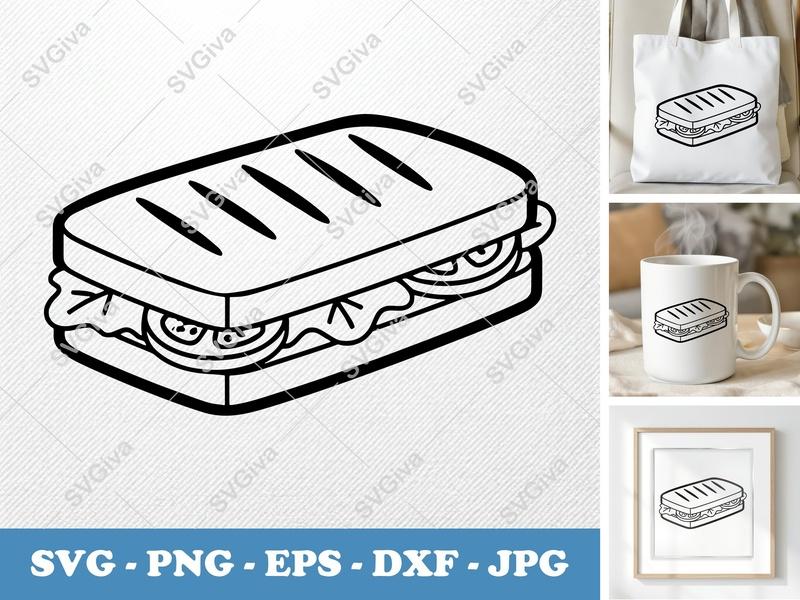 Panini SVG | Fresh Minimalist Double-Outline Design | Thick Contour, Thin Lines | PNG DXF EPS | Cricut Silhouette File