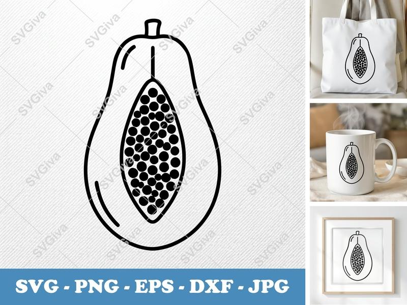 Papaya SVG | Friendly Bean-Shaped Rounded Design | PNG DXF EPS | Cricut Silhouette Cut File