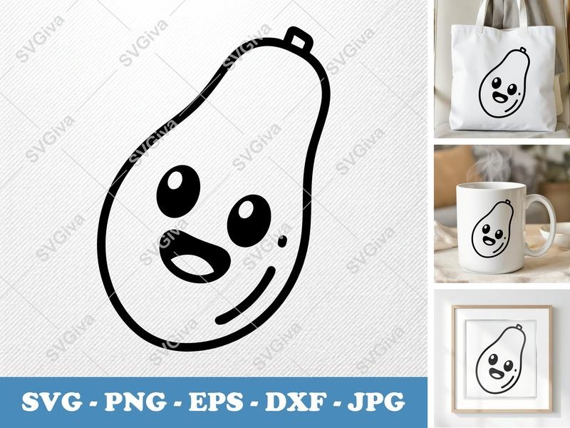 Papaya SVG Kawaii Cute Fruit | PNG EPS DXF | Cricut Silhouette File | Modern Cartoon Food Clip Art