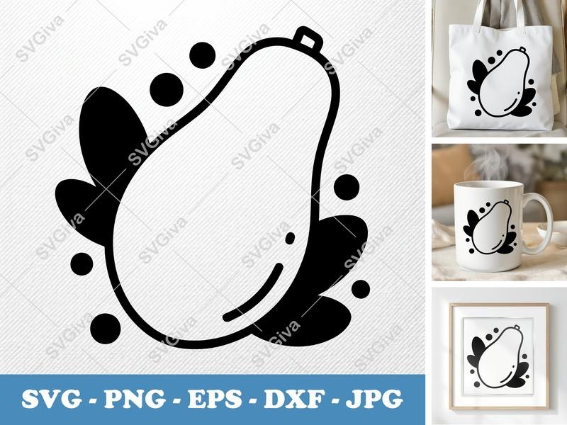 Papaya SVG | Modern Clean Fruit Outline Design | PNG EPS DXF for Cricut & Silhouette | Tropical Food Vector Cut File