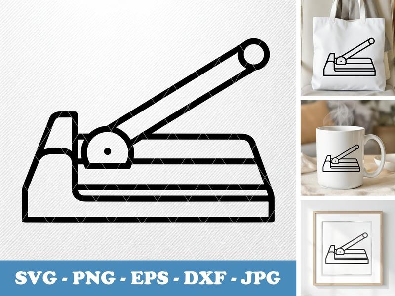 Paper Cutter in side view profile SVG | Bold Outline Clipart | PNG EPS DXF | Cricut Silhouette File | Office Supply Icon