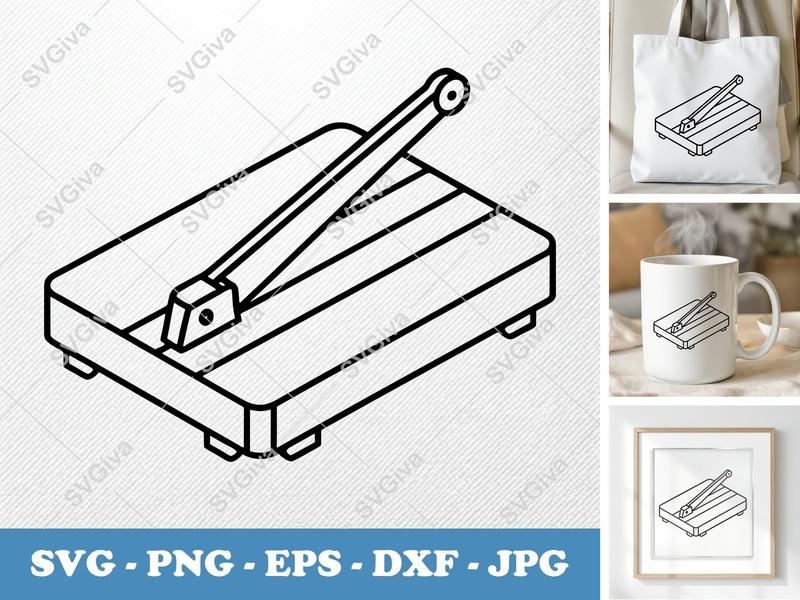 Paper Cutter SVG | Modern Clean Design | Guillotine Cutter, Paper Trimmer | PNG EPS DXF for Cricut, Silhouette