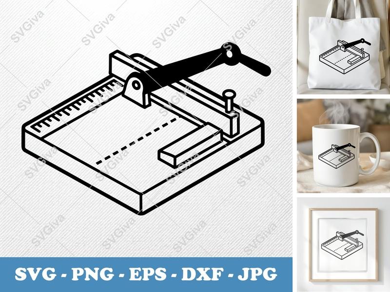 Paper Cutter SVG | Modern Clean Design | Guillotine, Ruler | PNG EPS DXF for Cricut & Silhouette