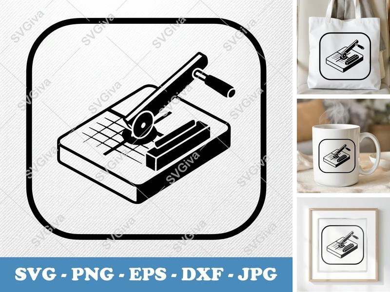 Paper Cutter SVG, Modern Clean Design, PNG EPS DXF Files for Cricut & Silhouette, Paper Trimmer Icon