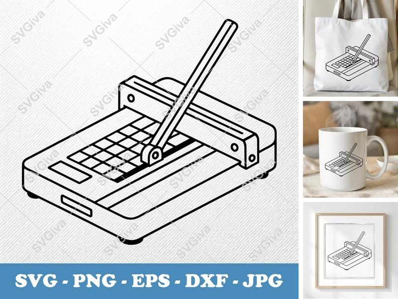 Paper Cutter SVG | Modern Clean Line Art, Guillotine Cutter | PNG EPS DXF for Cricut Silhouette