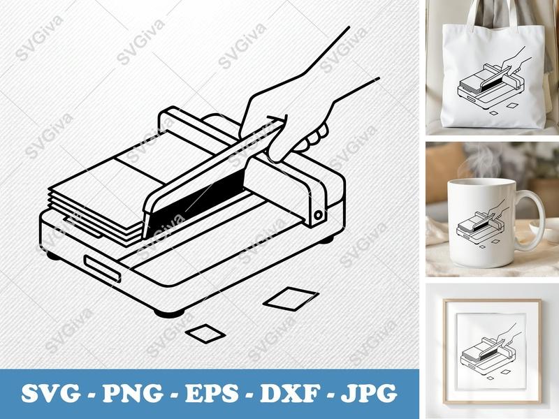 Paper Cutter SVG | Modern Outline Design, Hand Cutting Paper | PNG EPS DXF for Cricut & Silhouette