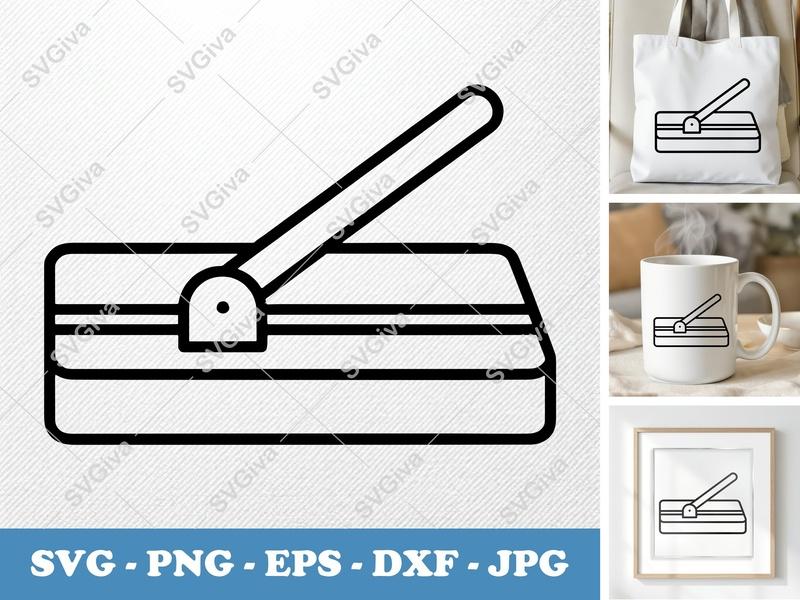 Paper Cutter SVG | Modern Outline Design, PNG EPS DXF Files for Cricut & Silhouette | Workspace Clip Art