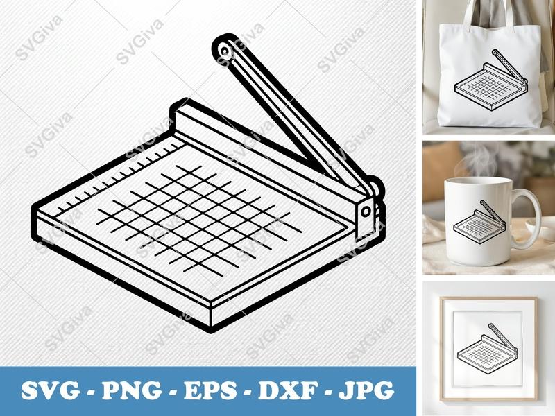 Paper Cutter SVG | Modern Simple Design, Grid Lines, Ruler Marks | PNG, EPS, DXF for Cricut, Silhouette