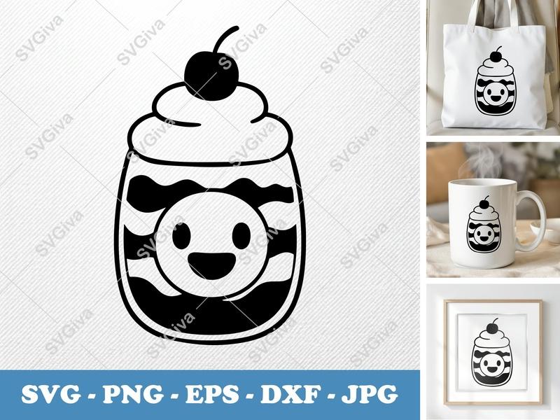 Parfait Smiling Face SVG, Puffy Shapes Clipart, No Sharp Corners | PNG DXF EPS | Cricut Silhouette File