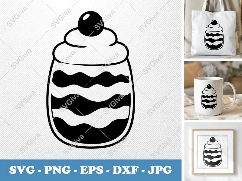 Parfait SVG | Puffy Soft Shapes | Inflated Dessert Cut File for Cricut Silhouette | PNG DXF EPS