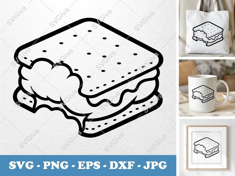 Partially Eaten S'mores Vector | SVG, PNG, DXF, EPS Cut Files for Cricut & Silhouette Crafts