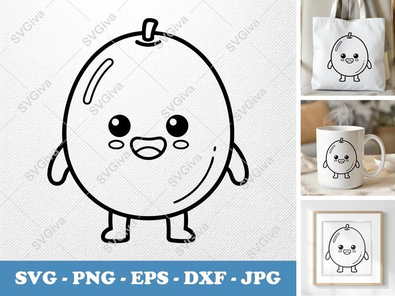 Passion Fruit Kawaii SVG | Cute Fruit Clipart PNG EPS DXF | Cricut Silhouette Cut File