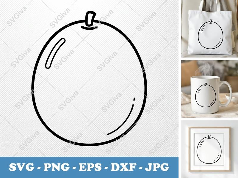 Passion Fruit SVG Cut File | Simple Fruit Outline PNG EPS DXF | Modern Food Clipart for Cricut Silhouette