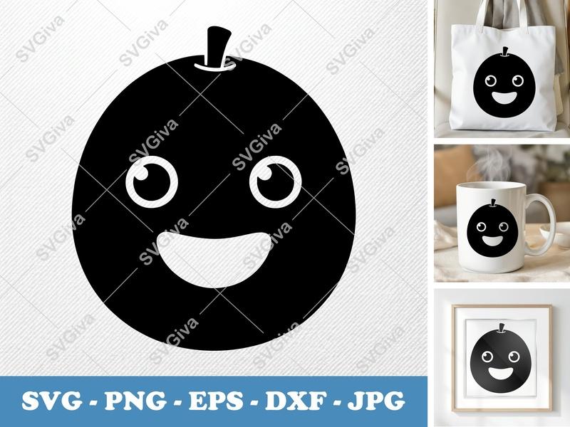Passion Fruit SVG | Happy Cute Fruit Facemoji | PNG EPS DXF | Cricut Silhouette File | Kawaii Food Clip Art