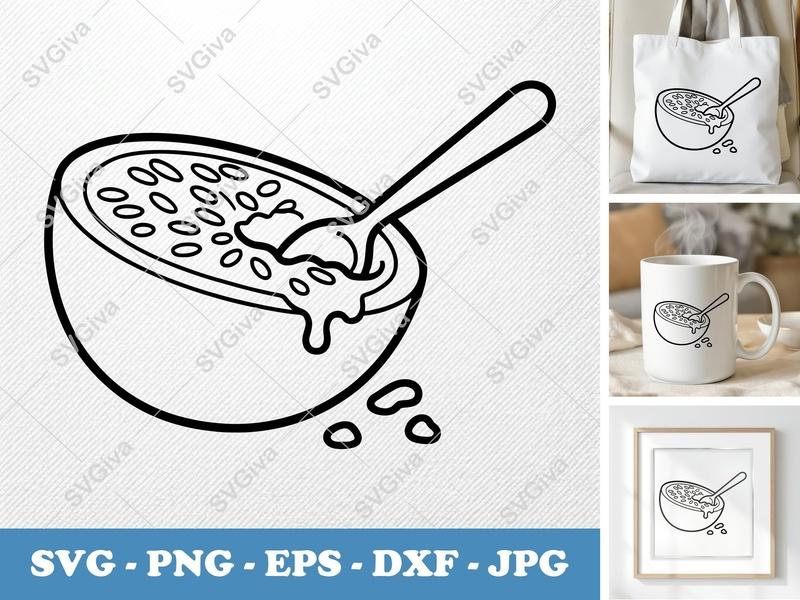 Passion Fruit SVG | Modern Clean Design, Half Fruit with Spoon | PNG EPS DXF for Cricut, Silhouette | Tropical Food Vector