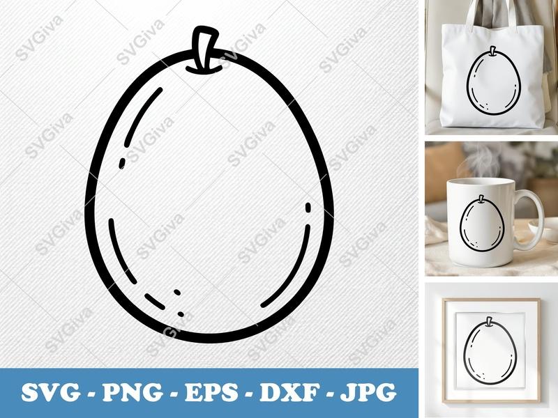 Passion Fruit SVG | Modern Clean Line Art, Fruit Outline | PNG EPS DXF for Cricut, Silhouette | Tropical Food Vector