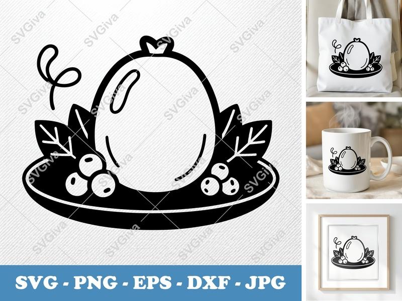 Passion Fruit SVG with Garnish | Puffy Inflated Shapes | PNG DXF EPS for Cricut & Silhouette