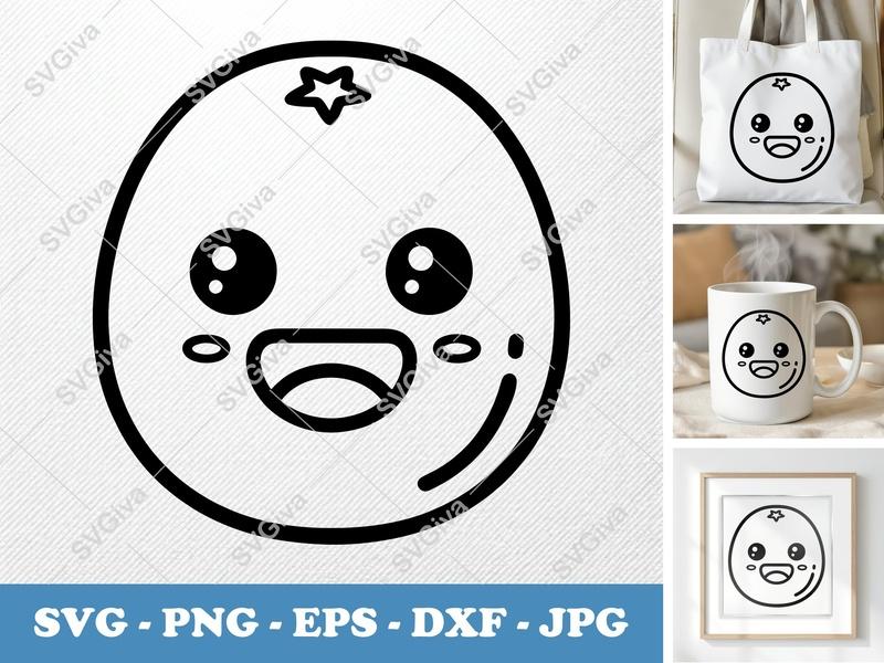 Passion Fruit SVG with Smiling Face | Friendly Bean-Shaped Cut File | PNG DXF EPS | Cricut Silhouette Design
