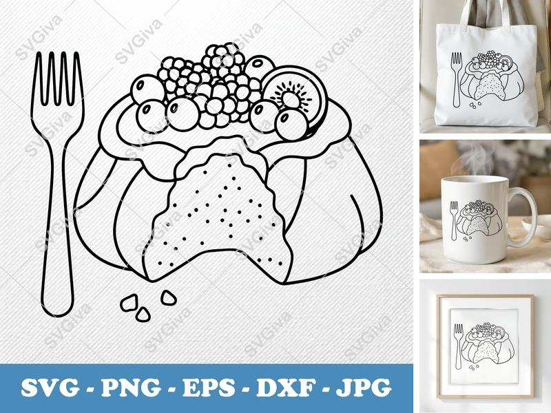 Pavlova Partially Eaten SVG | Friendly Rounded Bean-Shaped Cut File | PNG DXF EPS for Cricut Silhouette