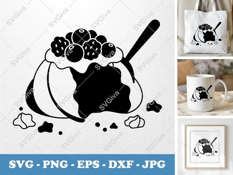 Pavlova SVG | Modern Dessert with Berries & Spoon | PNG EPS DXF for Cricut & Silhouette | Sweet Treat Cut File