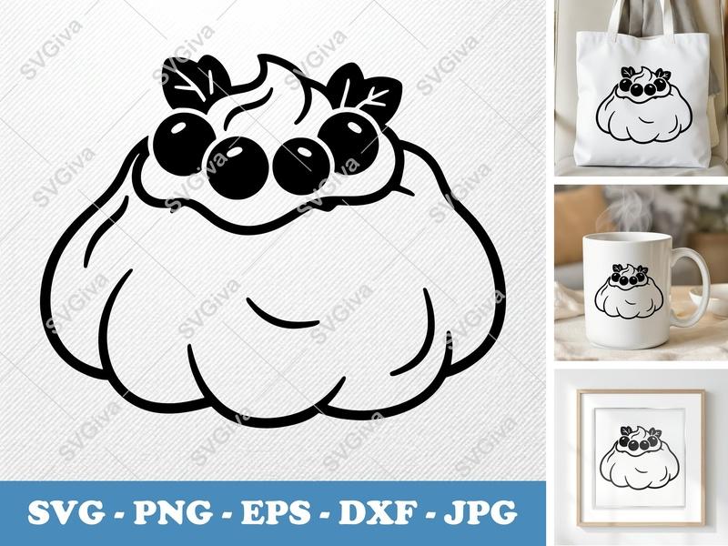 Pavlova with Garnish SVG | Puffy Soft Shapes | PNG DXF EPS | Cricut Silhouette Cut File