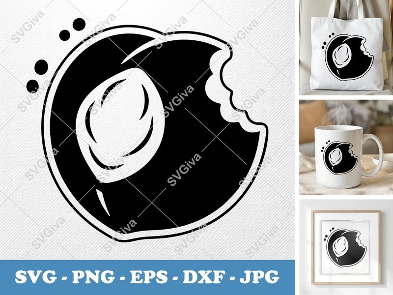 Peach SVG, Bitten Fruit Clipart, Modern Design Cut File for Cricut, Silhouette | PNG EPS DXF Vector Art