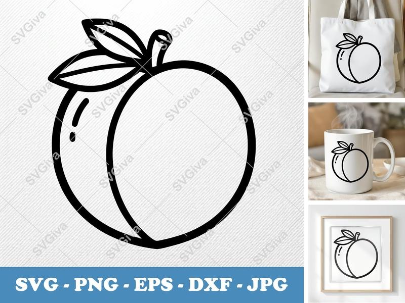 Peach SVG | Puffy Soft Shapes Cut File | Inflated Pillow Art | PNG DXF EPS | Cricut Silhouette Design