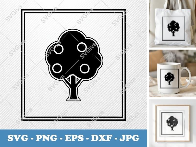 Peach Tree classic svg icon | Solid Fill Clipart, Nature Vector, Farm | SVG PNG EPS DXF for Cricut Silhouette