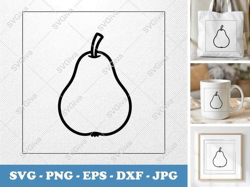 Pear SVG | Friendly Rounded Bean-Shaped Design | PNG DXF EPS | Cricut Silhouette File