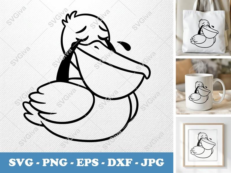 Pelican Crying SVG | Puffy Shapes, Pillow-Soft | PNG DXF EPS | Cricut Silhouette File