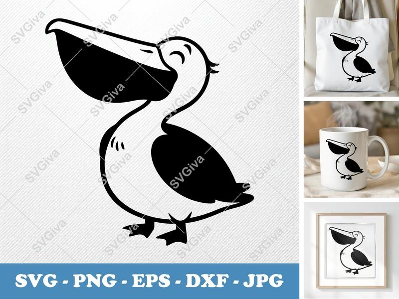 Pelican SVG | Modern Clean Design, Bird Clipart, Vector Art, Digital Download | PNG EPS DXF for Cricut Silhouette