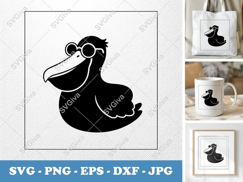 Pelican with Sunglasses SVG | Puffy Soft Forms | Pillow-Soft Cut File | PNG DXF EPS for Cricut Silhouette