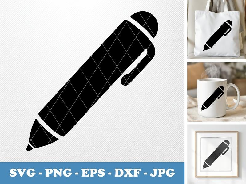 Pen isometric angle SVG | Puffy Soft Shape Pen | PNG EPS DXF | Cricut Silhouette Cut File