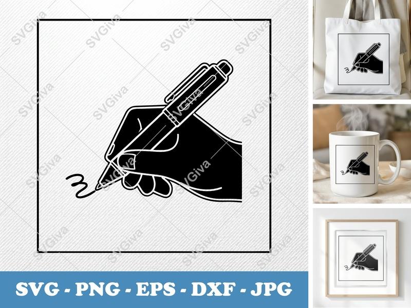 Pen SVG, Hand Writing Clip Art, Modern Line Art, PNG EPS DXF for Cricut | Silhouette, Signature Icon, Digital Download