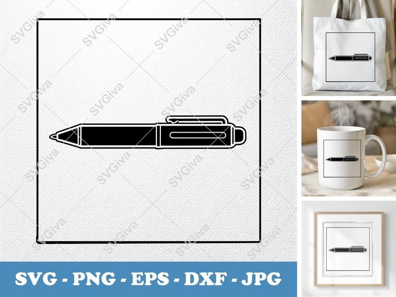 Pen SVG, Modern Clean Design, Pen Clipart, Stationery Vector, PNG EPS DXF for Cricut, Silhouette, School Supplies