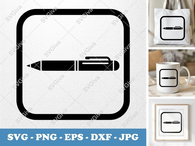 Pen SVG | Modern Clean Design | Writing Tool Clipart | PNG EPS DXF for Cricut & Silhouette | School Supplies Vector