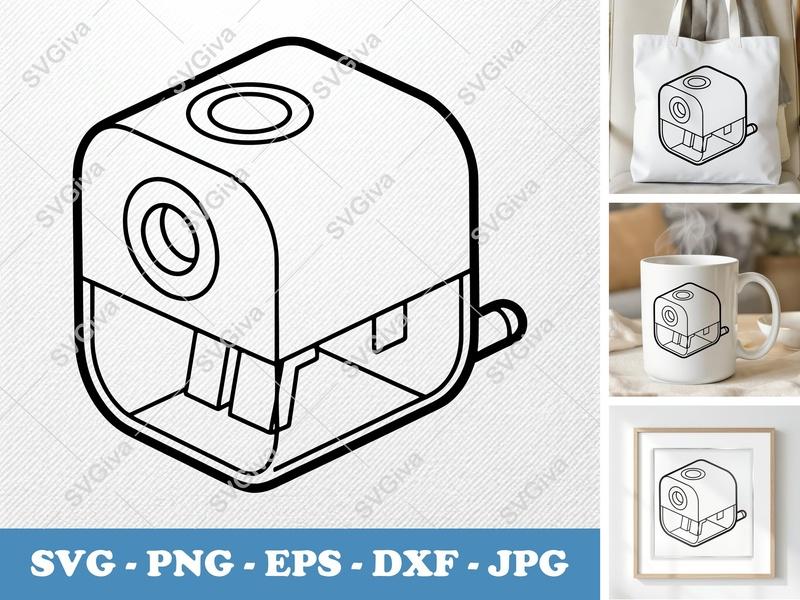 Pencil Sharpener SVG | Modern Clean Design | Dual Hole Pencil Sharpener | PNG EPS DXF for Cricut Silhouette