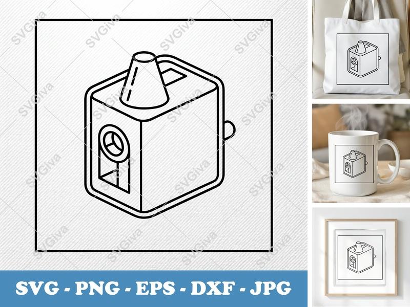 Pencil Sharpener SVG | Modern Cube Line Art | PNG EPS DXF | Cricut Silhouette File | School Supplies Digital