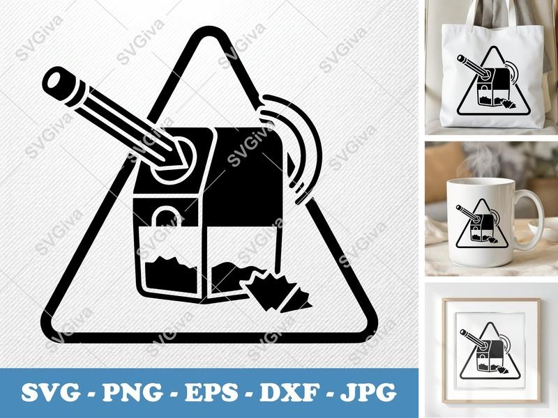 Pencil Sharpener SVG | Modern School Supply PNG EPS DXF | Cricut Silhouette Cut File | Pencil Shavings Clipart