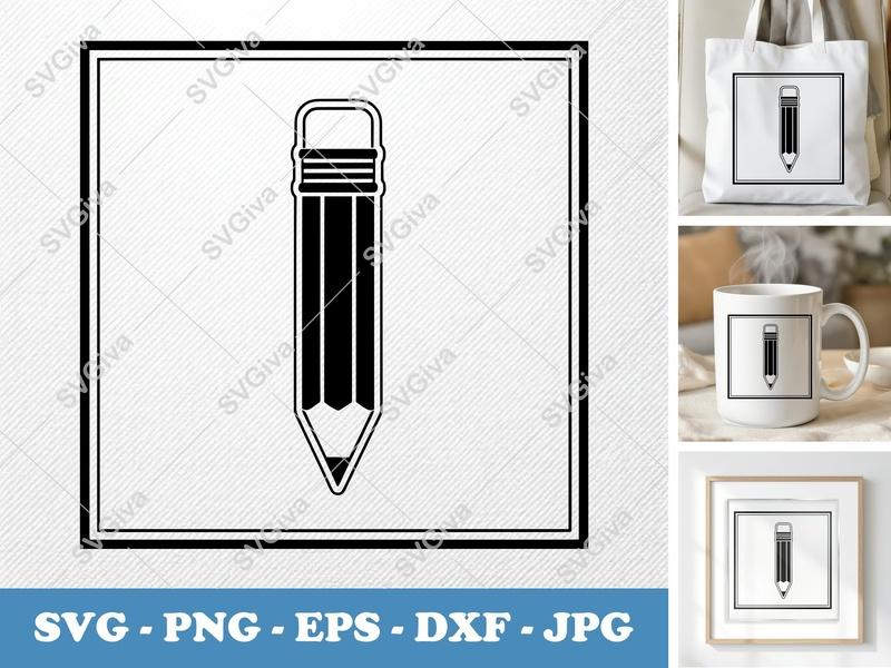 Pencil SVG | Modern Clean Design | School Supply Cut File | PNG, EPS, DXF for Cricut & Silhouette