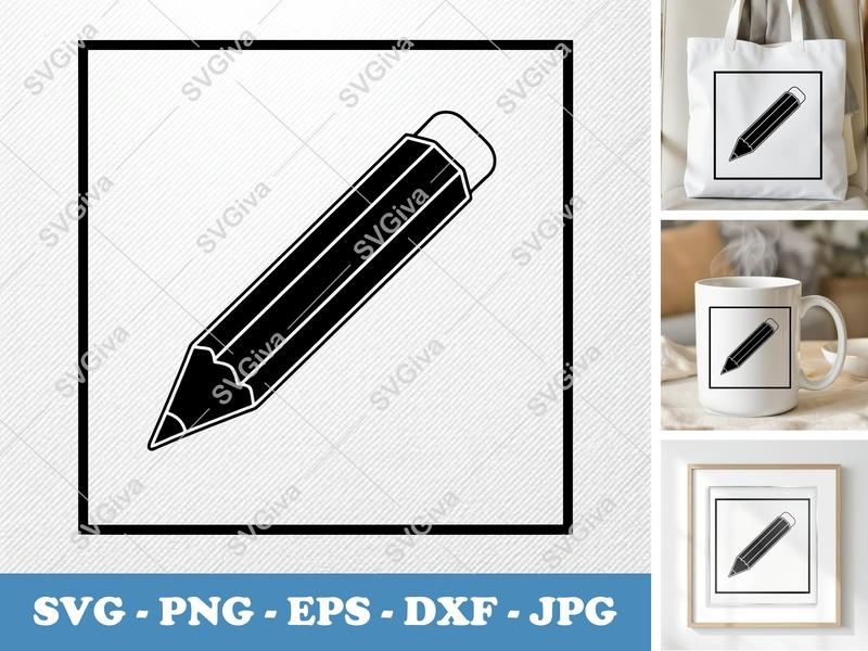 Pencil SVG | Modern Minimalist Design | PNG EPS DXF | Cricut Silhouette Cut File | School Supply Clipart