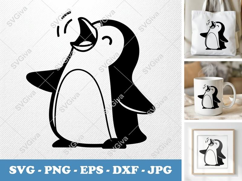 Penguin Singing SVG PNG DXF EPS | Animal Cut File Cricut Silhouette