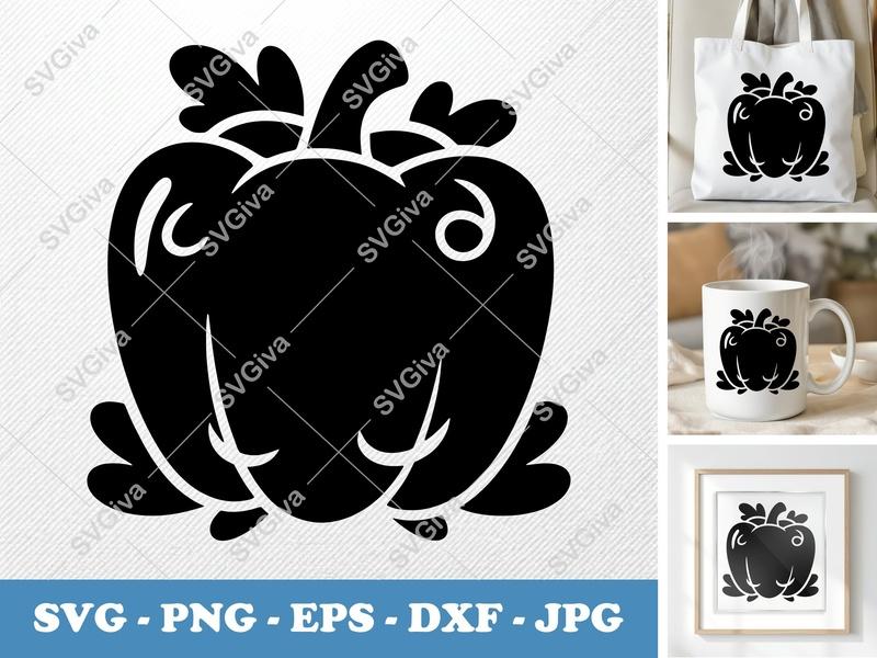 Pepper SVG, Bell Pepper Cut File, Modern Vegetable Design for Cricut, Silhouette | PNG EPS DXF Vector Clipart