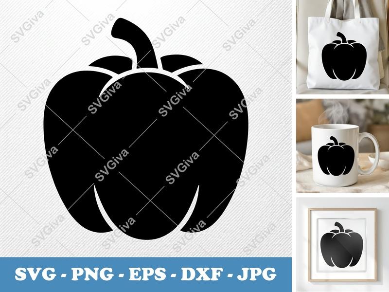 Pepper SVG | Bell Pepper Outline Cut File | Food Clipart | PNG, EPS, DXF for Cricut & Silhouette
