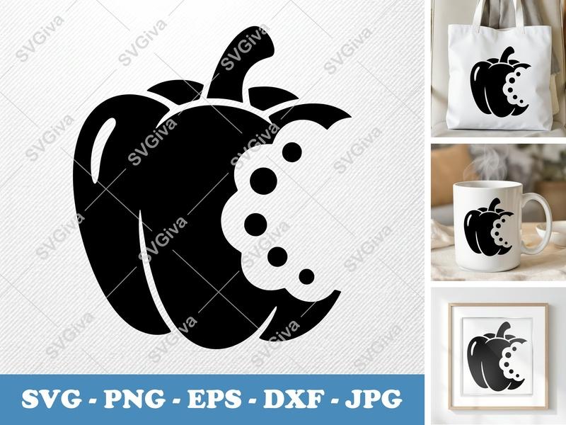 Pepper SVG | Modern Clean Design | Bites & Seeds | PNG EPS DXF for Cricut & Silhouette Cutting Machines