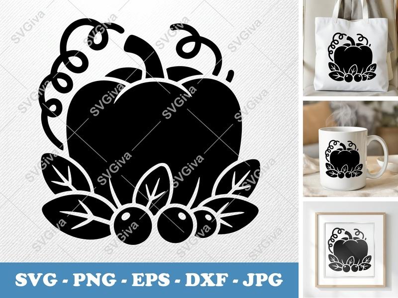Pepper SVG | Modern Clean Design with Berries & Leaves | PNG EPS DXF for Cricut & Silhouette